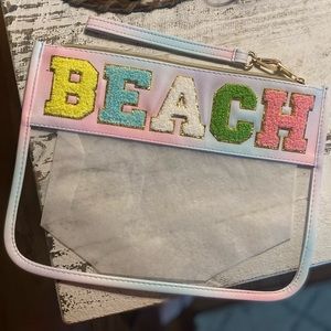 NIB “Beach” Chenille Patch Cosmetic Pouch
